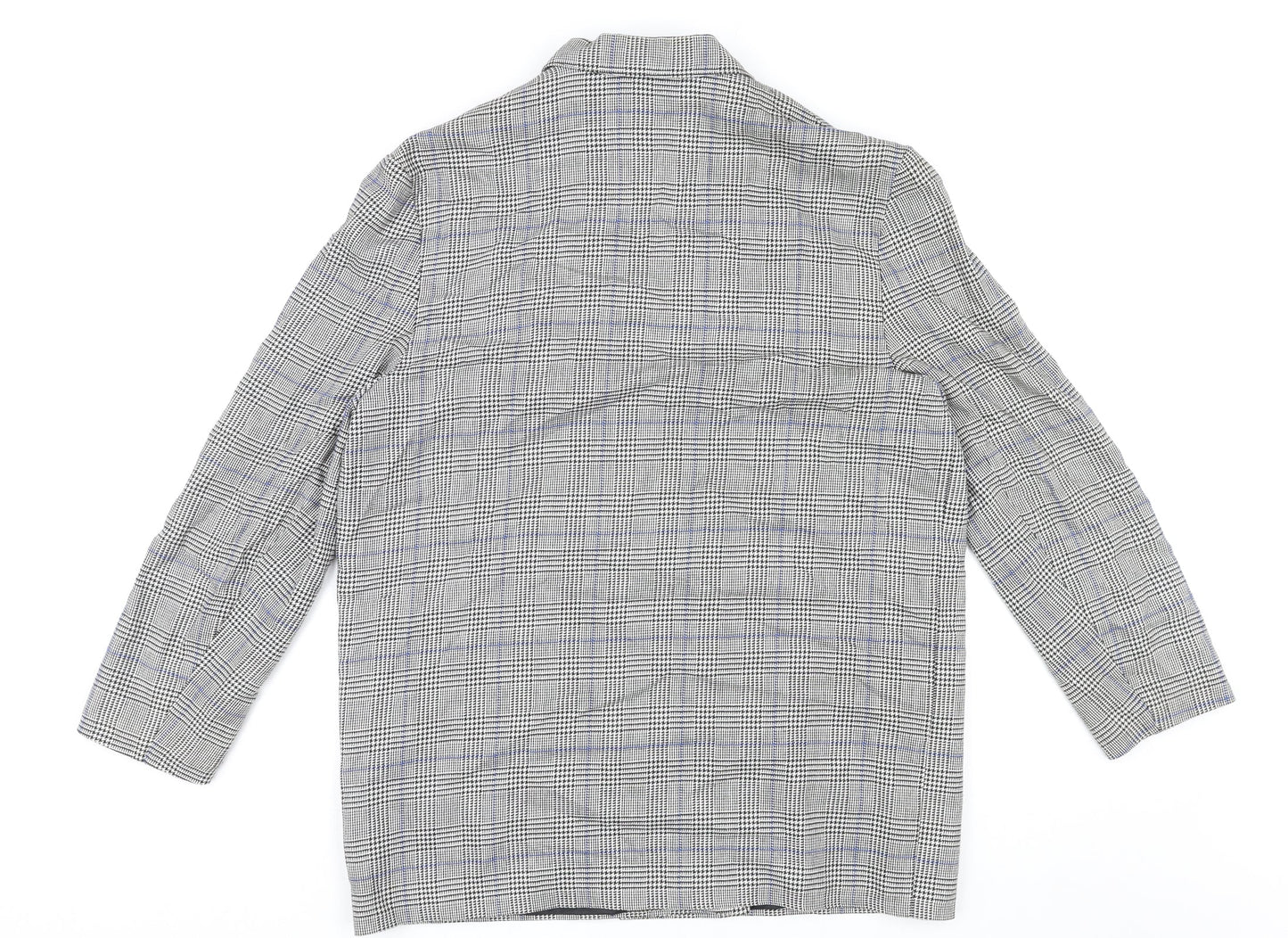St. Bernard Womens Grey Plaid Polyester Jacket Blazer Size 16