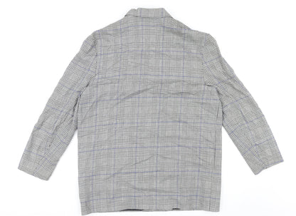 St. Bernard Womens Grey Plaid Polyester Jacket Blazer Size 16