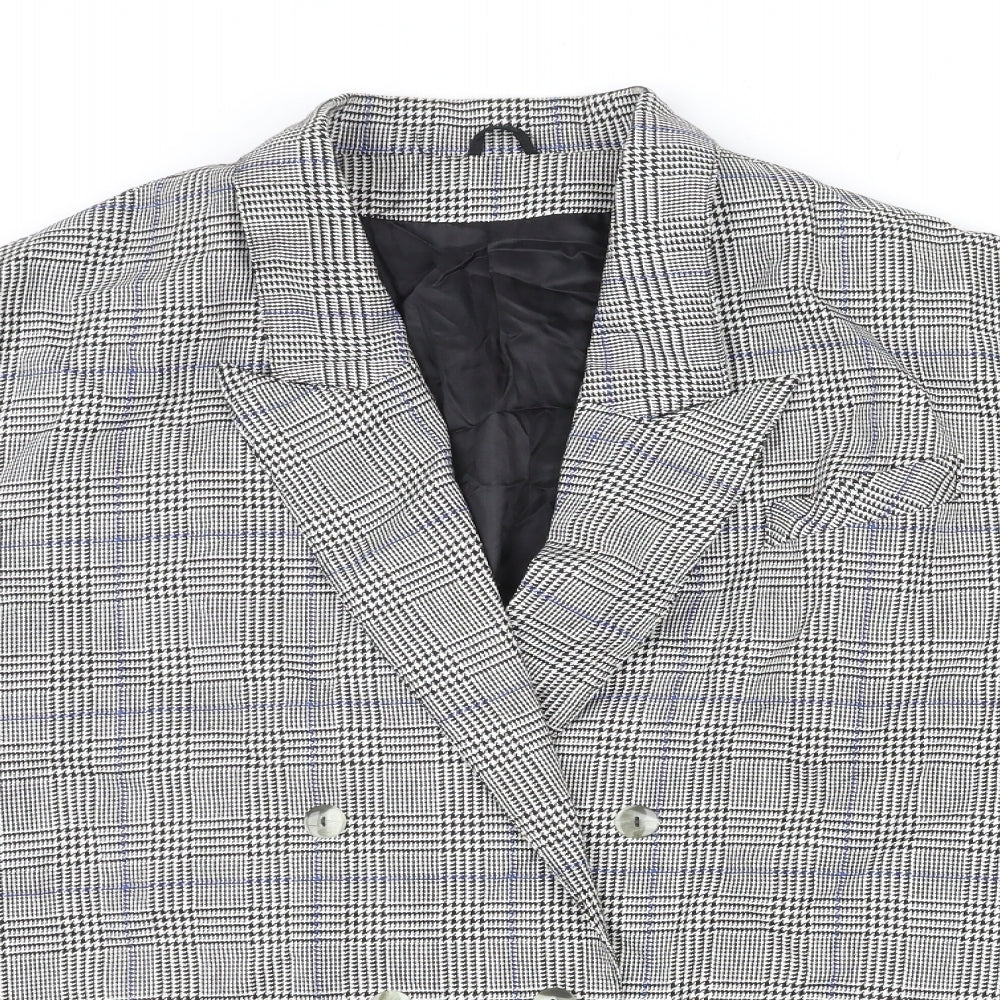 St. Bernard Womens Grey Plaid Polyester Jacket Blazer Size 16