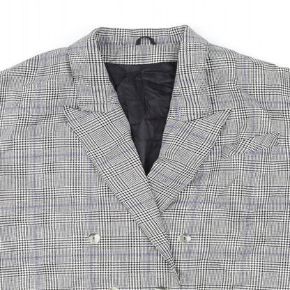 St. Bernard Womens Grey Plaid Polyester Jacket Blazer Size 16