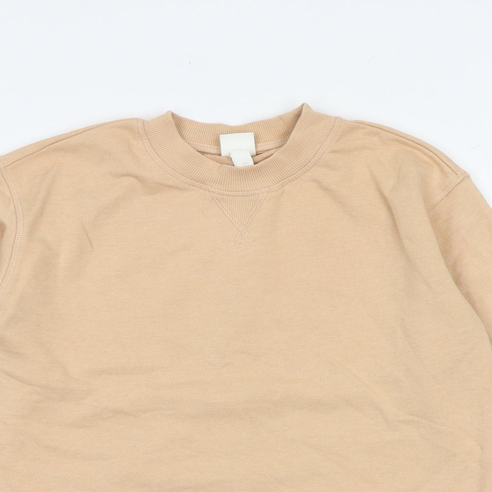 H&M Womens Beige Cotton Pullover Sweatshirt Size XS Pullover