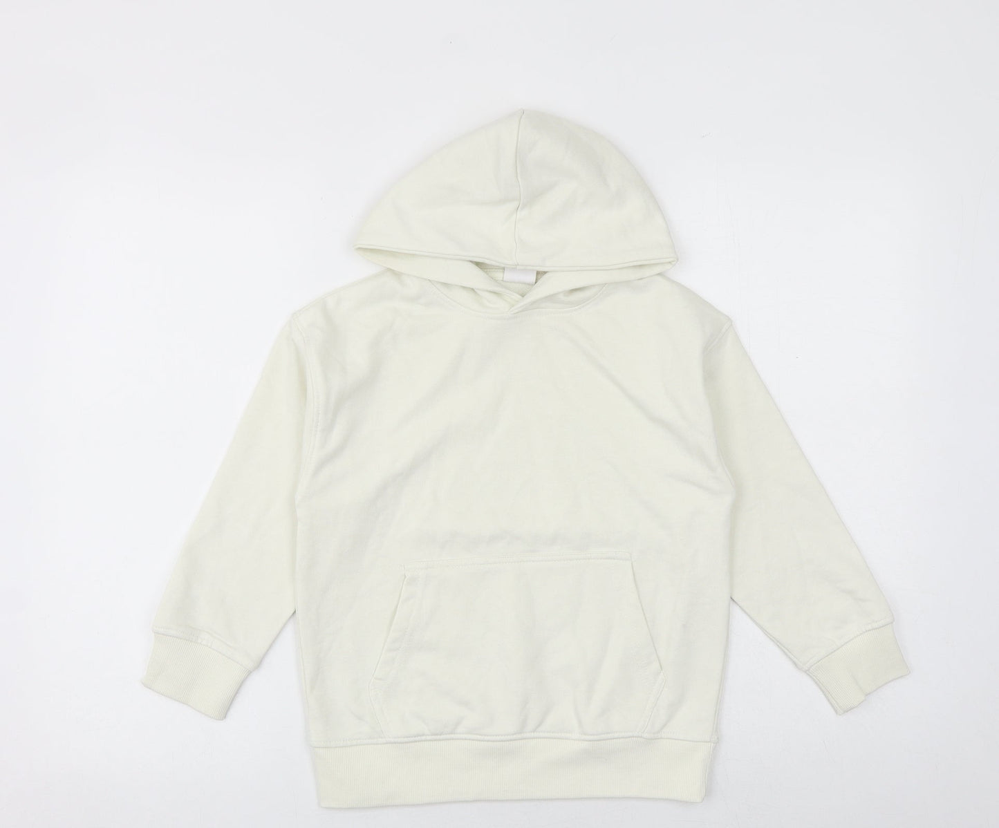 Zara Girls Ivory Cotton Pullover Hoodie Size 7 Years Pullover