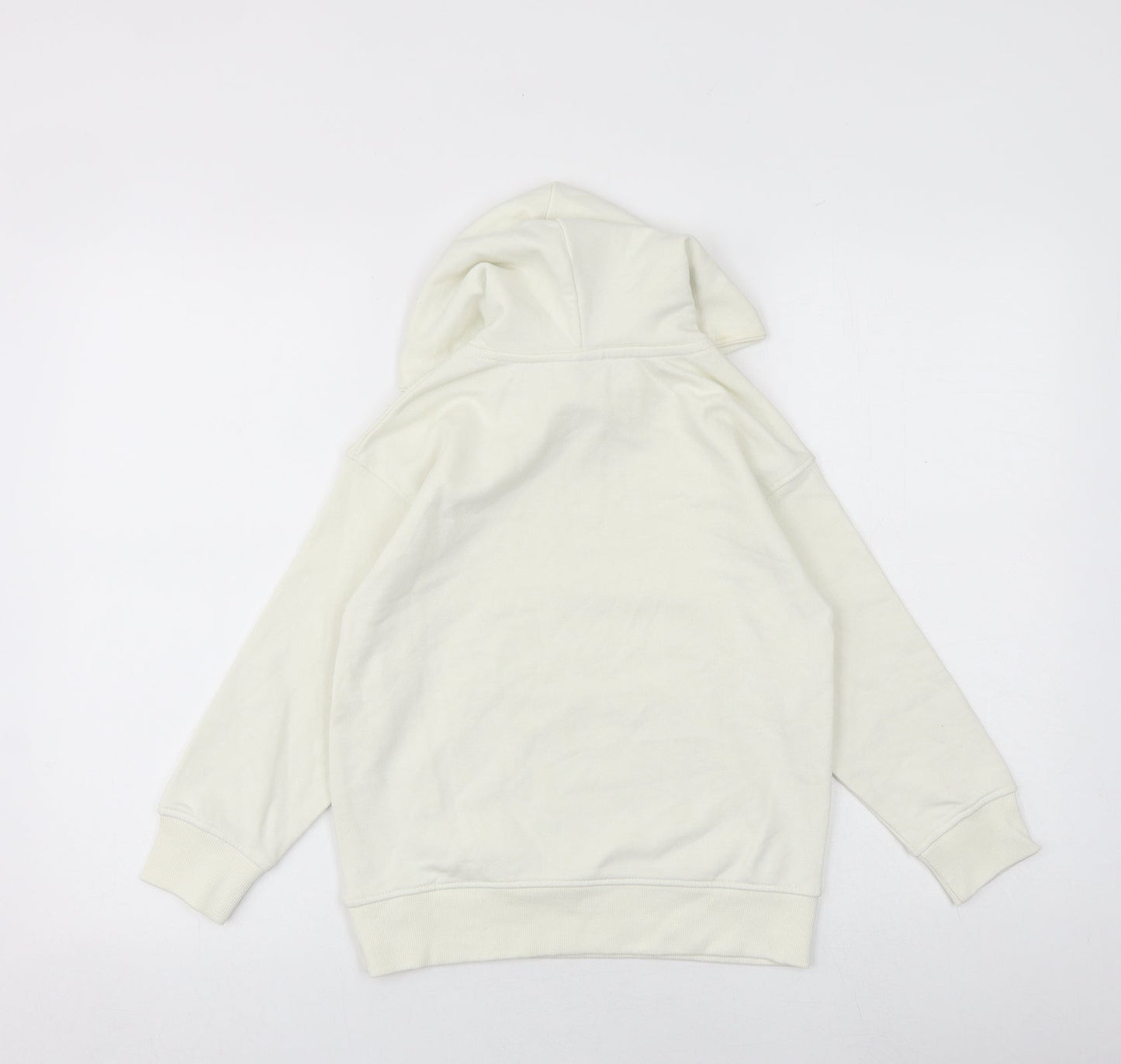 Zara Girls Ivory Cotton Pullover Hoodie Size 7 Years Pullover
