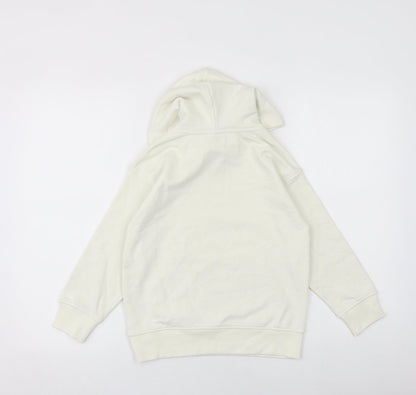 Zara Girls Ivory Cotton Pullover Hoodie Size 7 Years Pullover