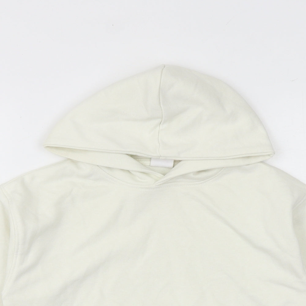 Zara Girls Ivory Cotton Pullover Hoodie Size 7 Years Pullover