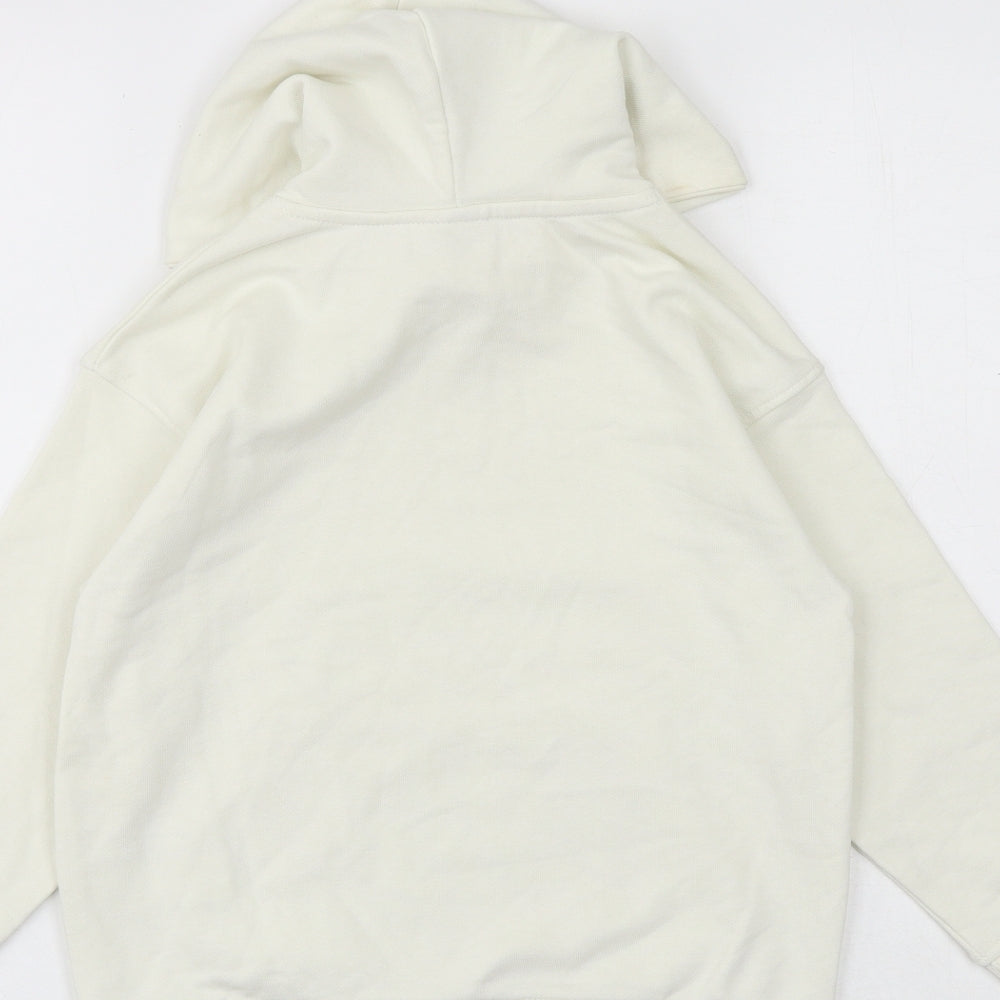 Zara Girls Ivory Cotton Pullover Hoodie Size 7 Years Pullover