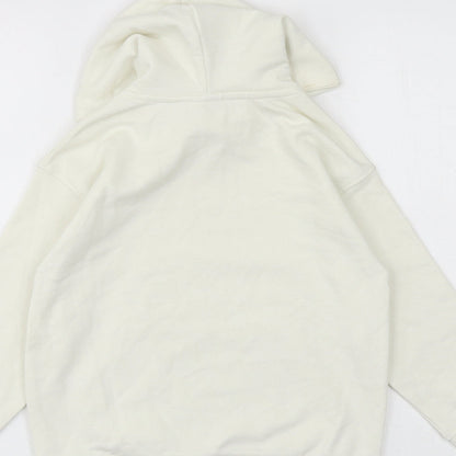 Zara Girls Ivory Cotton Pullover Hoodie Size 7 Years Pullover