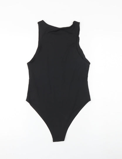 Quiz Womens Black Polyester Bodysuit One-Piece Size 10 Snap