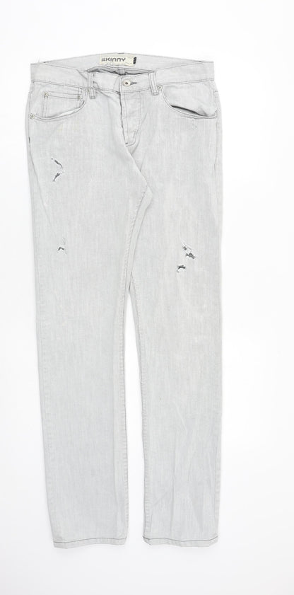 Mens UK Size 32 in Topman Slim Fit Straight Grey Jeans