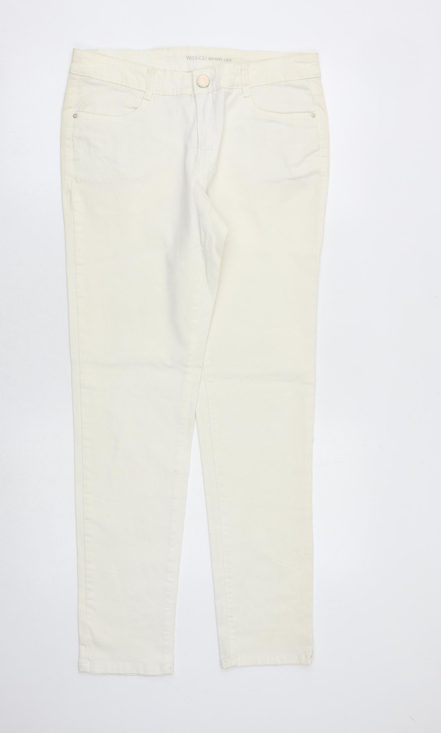 Yessica Womens Ivory Cotton Skinny Jeans Size 10 L31 in Slim Zip