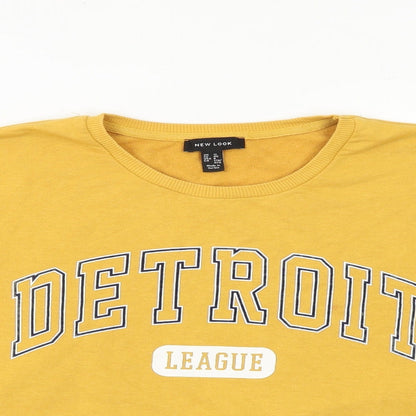 New Look Womens Yellow Cotton Pullover Sweatshirt Size 12 Pullover - Detroit League