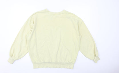 H&M Womens Yellow Cotton Pullover Sweatshirt Size S Pullover