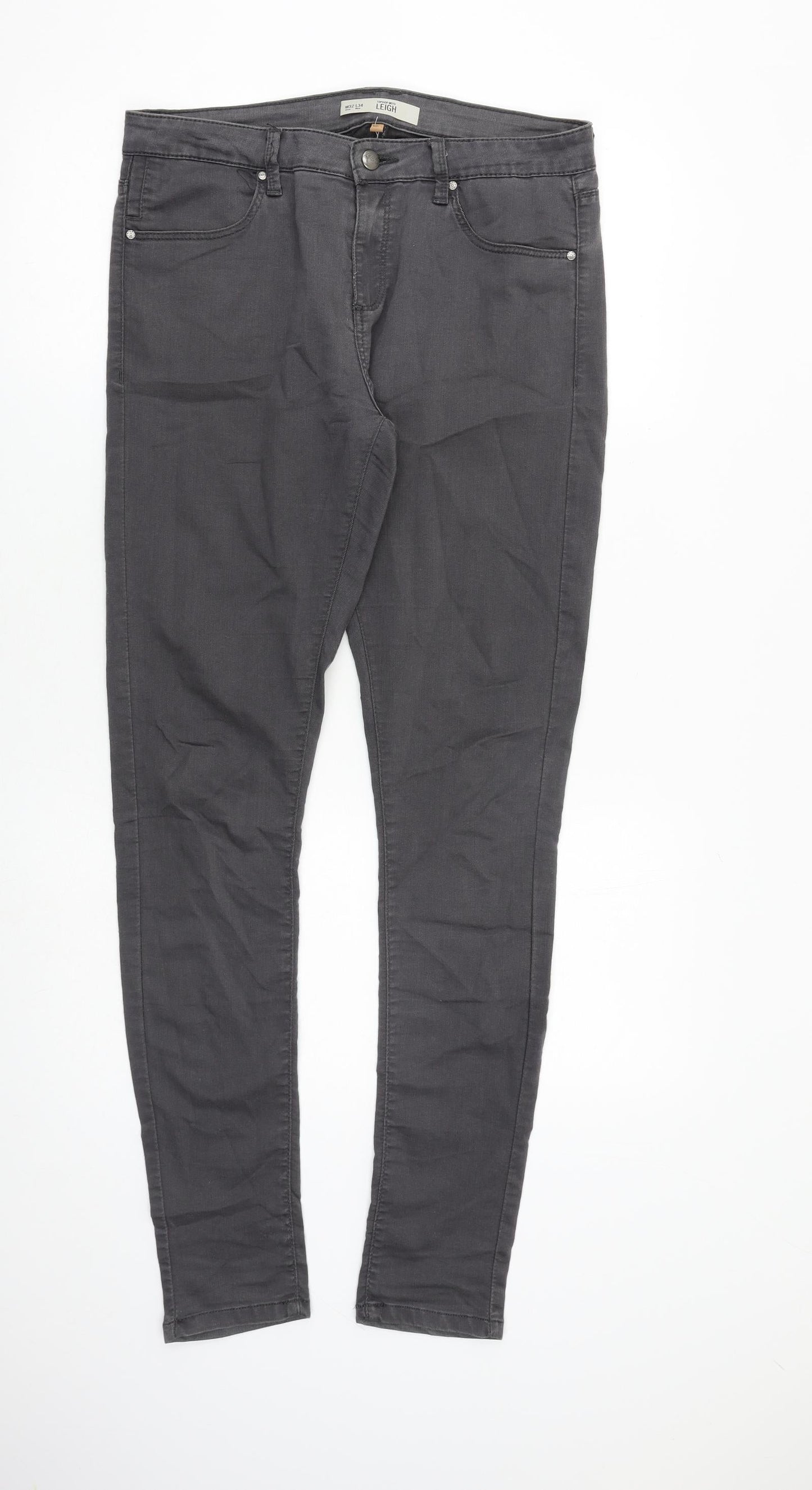 Topshop Womens Grey Cotton Skinny Jeans Size 32 in L34 in Regular Zip