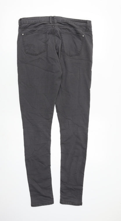 Topshop Womens Grey Cotton Skinny Jeans Size 32 in L34 in Regular Zip