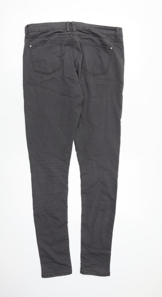 Topshop Womens Grey Cotton Skinny Jeans Size 32 in L34 in Regular Zip