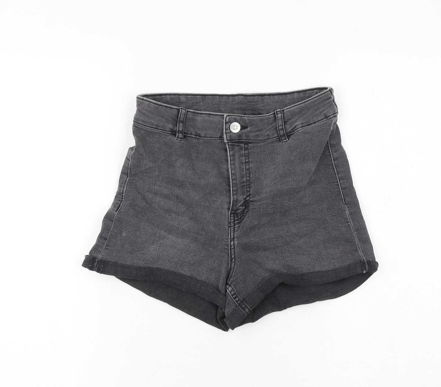 H&M Womens Grey Cotton Boyfriend Shorts Size 8 L3 in Regular Zip