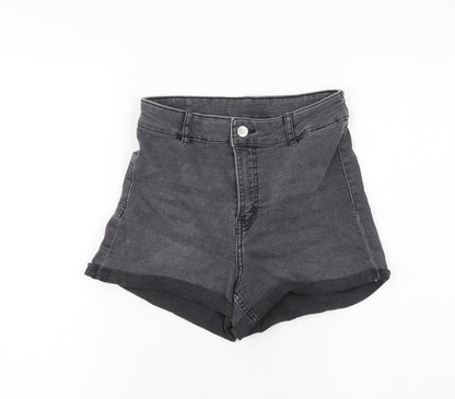H&M Womens Grey Cotton Boyfriend Shorts Size 8 L3 in Regular Zip
