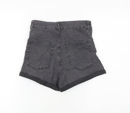 H&M Womens Grey Cotton Boyfriend Shorts Size 8 L3 in Regular Zip