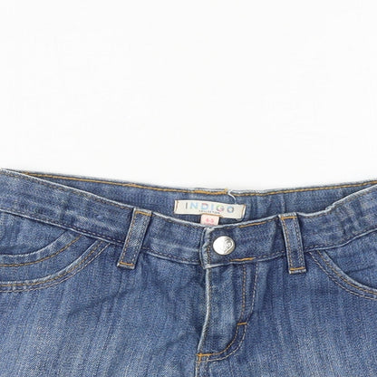 Indigo Girls Blue 100% Cotton Boyfriend Shorts Size 5-6 Years Regular Zip
