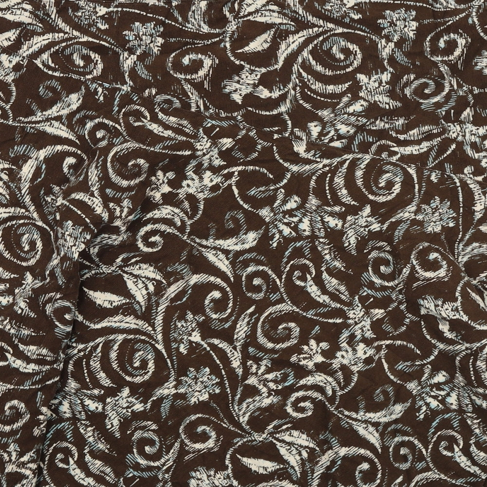 Maine New England Womens Brown Geometric Polyester Swing Skirt Size 16 Zip