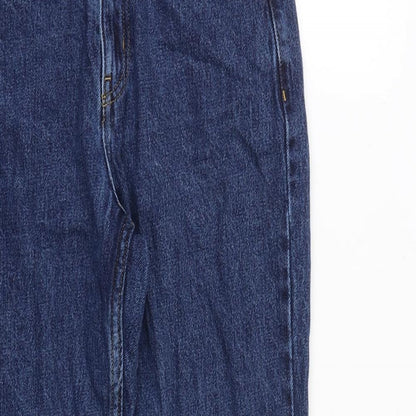 Denim & Co. Womens Blue Cotton Tapered Jeans Size 8 L29 in Regular Zip