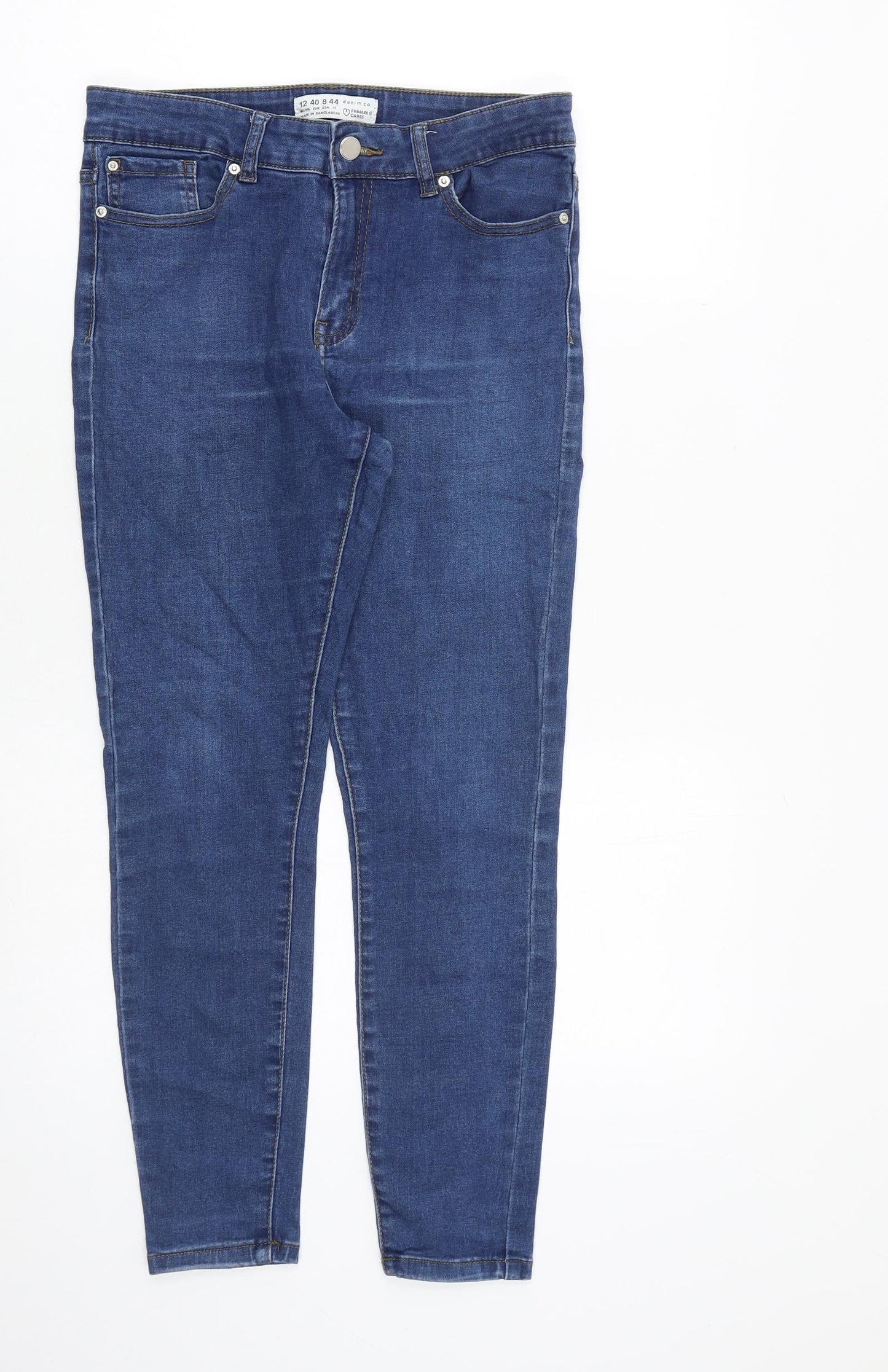 Denim & Co. Womens Blue Cotton Skinny Jeans Size 12 L26 in Regular Zip