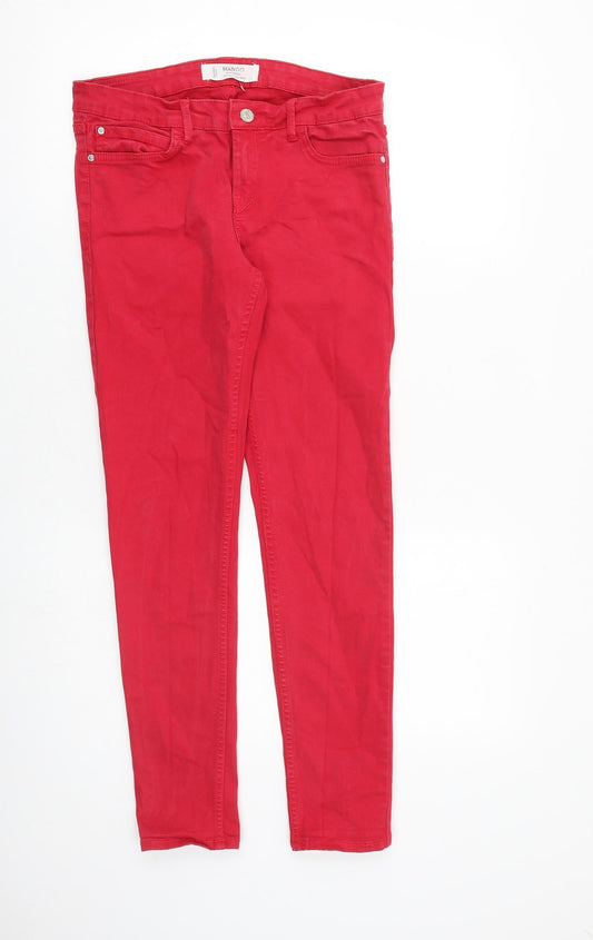 Mango Womens Red Cotton Skinny Jeans Size 10 L28 in Regular Zip