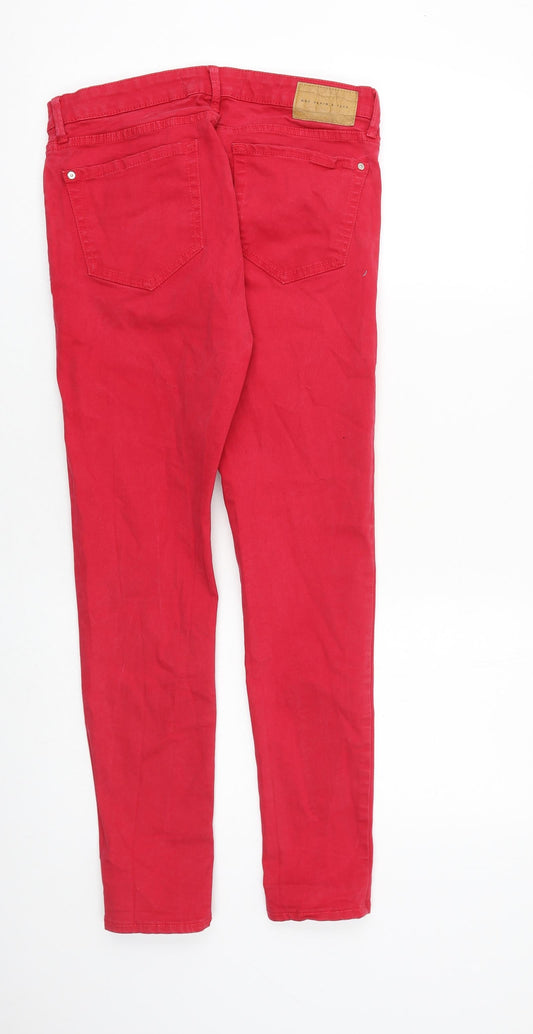 Mango Womens Red Cotton Skinny Jeans Size 10 L28 in Regular Zip