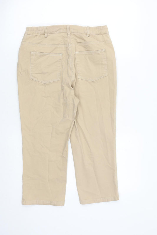 Damart Womens Beige Cotton Cropped Jeans Size 12 L20 in Regular Zip