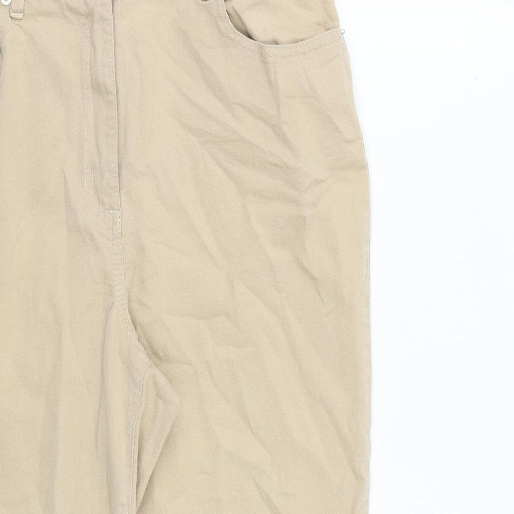 Damart Womens Beige Cotton Cropped Jeans Size 12 L20 in Regular Zip