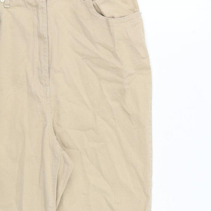 Damart Womens Beige Cotton Cropped Jeans Size 12 L20 in Regular Zip