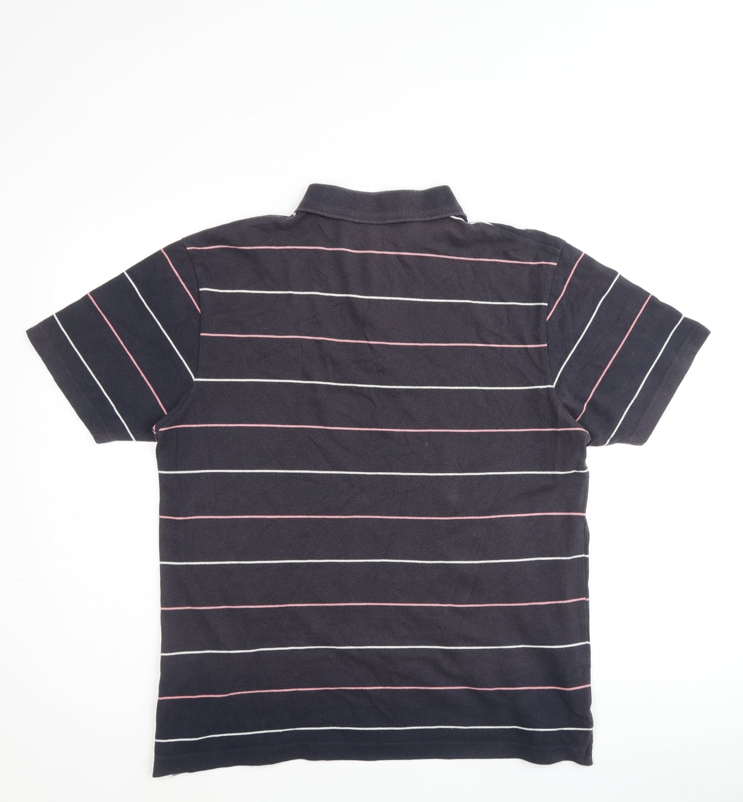 Reebok Mens Multicoloured Striped Cotton Polo Size M Collared Button