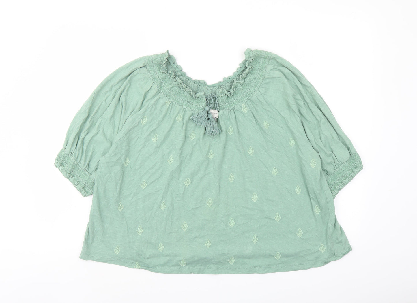 Womens UK Size L Lucky Brand Green Basic Blouse