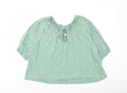 Womens UK Size L Lucky Brand Green Basic Blouse