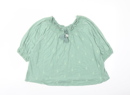 Womens UK Size L Lucky Brand Green Basic Blouse