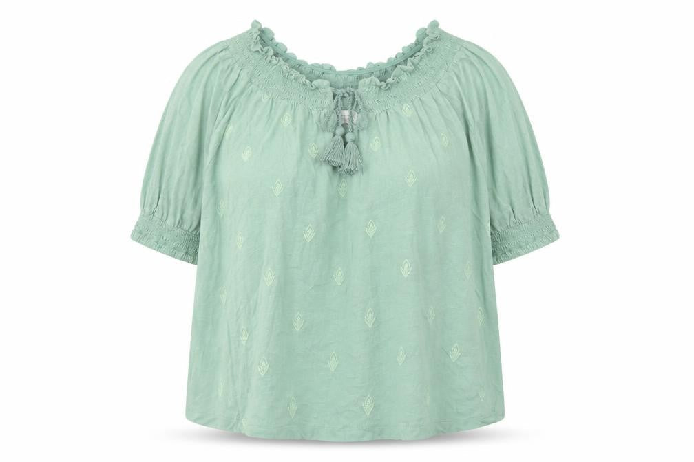 Womens UK Size L Lucky Brand Green Basic Blouse