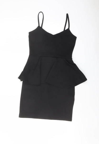 Boohoo Womens Black Polyester Bodycon Size 8 V-Neck Pullover