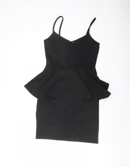 Boohoo Womens Black Polyester Bodycon Size 8 V-Neck Pullover