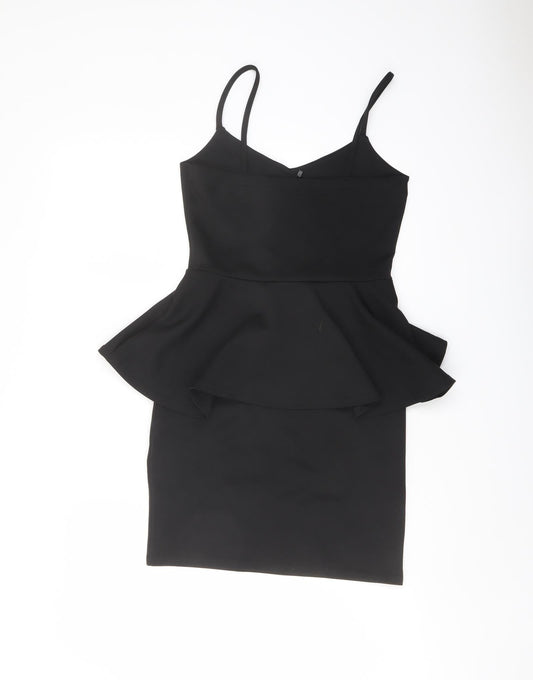 Boohoo Womens Black Polyester Bodycon Size 8 V-Neck Pullover