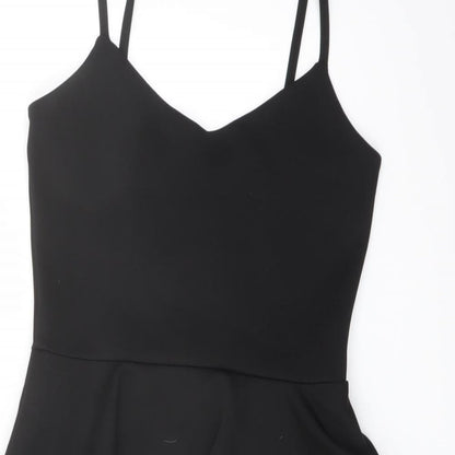 Boohoo Womens Black Polyester Bodycon Size 8 V-Neck Pullover