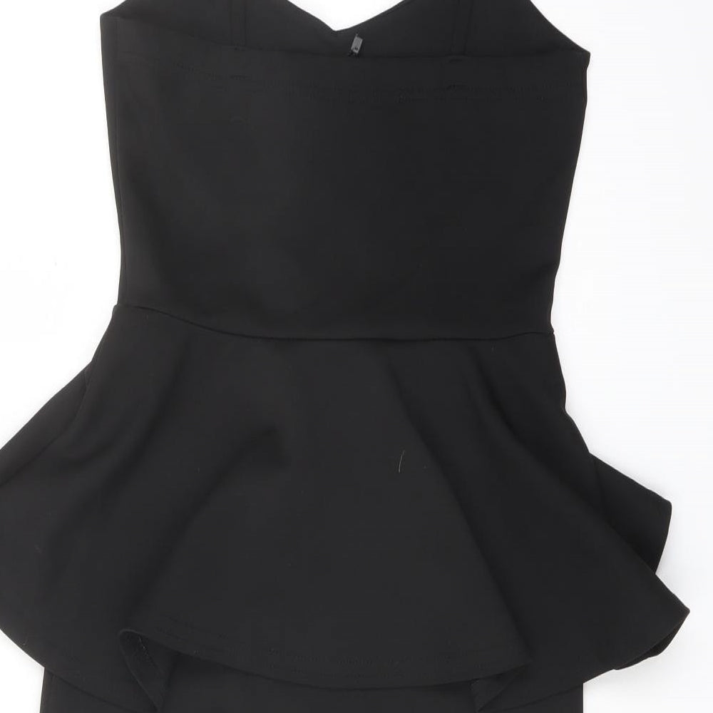 Boohoo Womens Black Polyester Bodycon Size 8 V-Neck Pullover