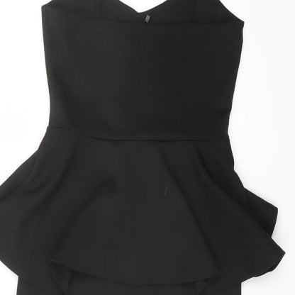 Boohoo Womens Black Polyester Bodycon Size 8 V-Neck Pullover