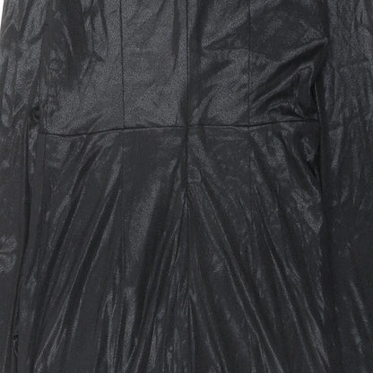 Allyson Womens Black Polyester A-Line Size M V-Neck Zip