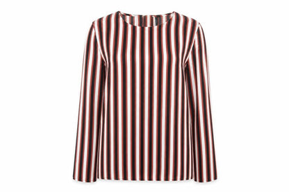 Mango Womens Multicoloured Striped Polyester Basic Blouse Size XS Round Neck
