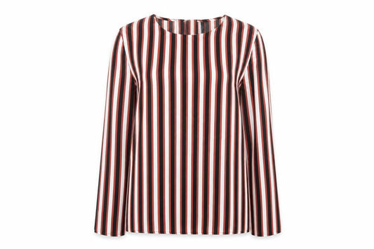 Mango Womens Multicoloured Striped Polyester Basic Blouse Size XS Round Neck
