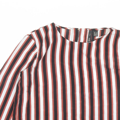 Mango Womens Multicoloured Striped Polyester Basic Blouse Size XS Round Neck