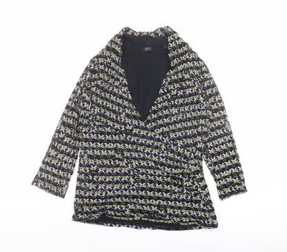 Esprit Womens Multicoloured Geometric Polyester Basic Blouse Size 2XL V-Neck