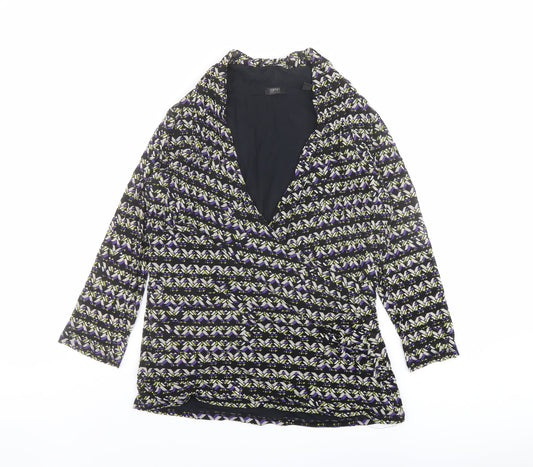 Esprit Womens Multicoloured Geometric Polyester Basic Blouse Size 2XL V-Neck