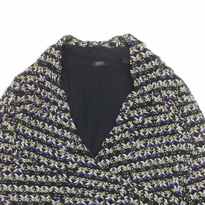 Esprit Womens Multicoloured Geometric Polyester Basic Blouse Size 2XL V-Neck