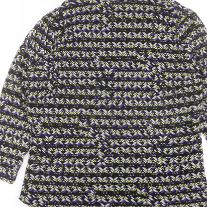 Esprit Womens Multicoloured Geometric Polyester Basic Blouse Size 2XL V-Neck
